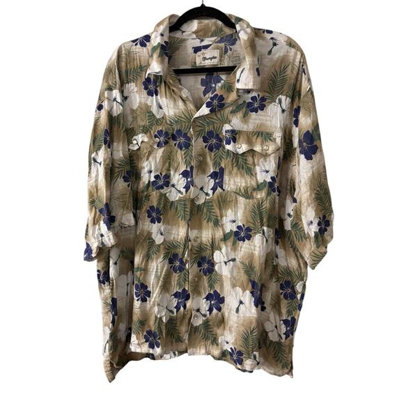 Wrangler Other - Wrangler Men’s Coconut Cowboy Hibiscus Short Sleeve Pearl Snap Shirt Size XXL